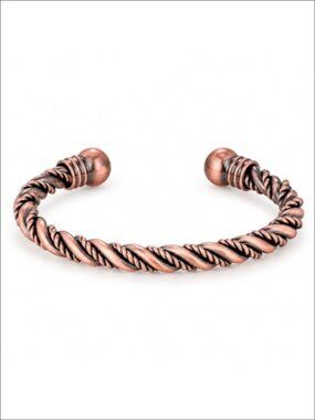 Pure Copper Twisted Rope Cuff Bracelet Handcrafted Adjustable Bangle